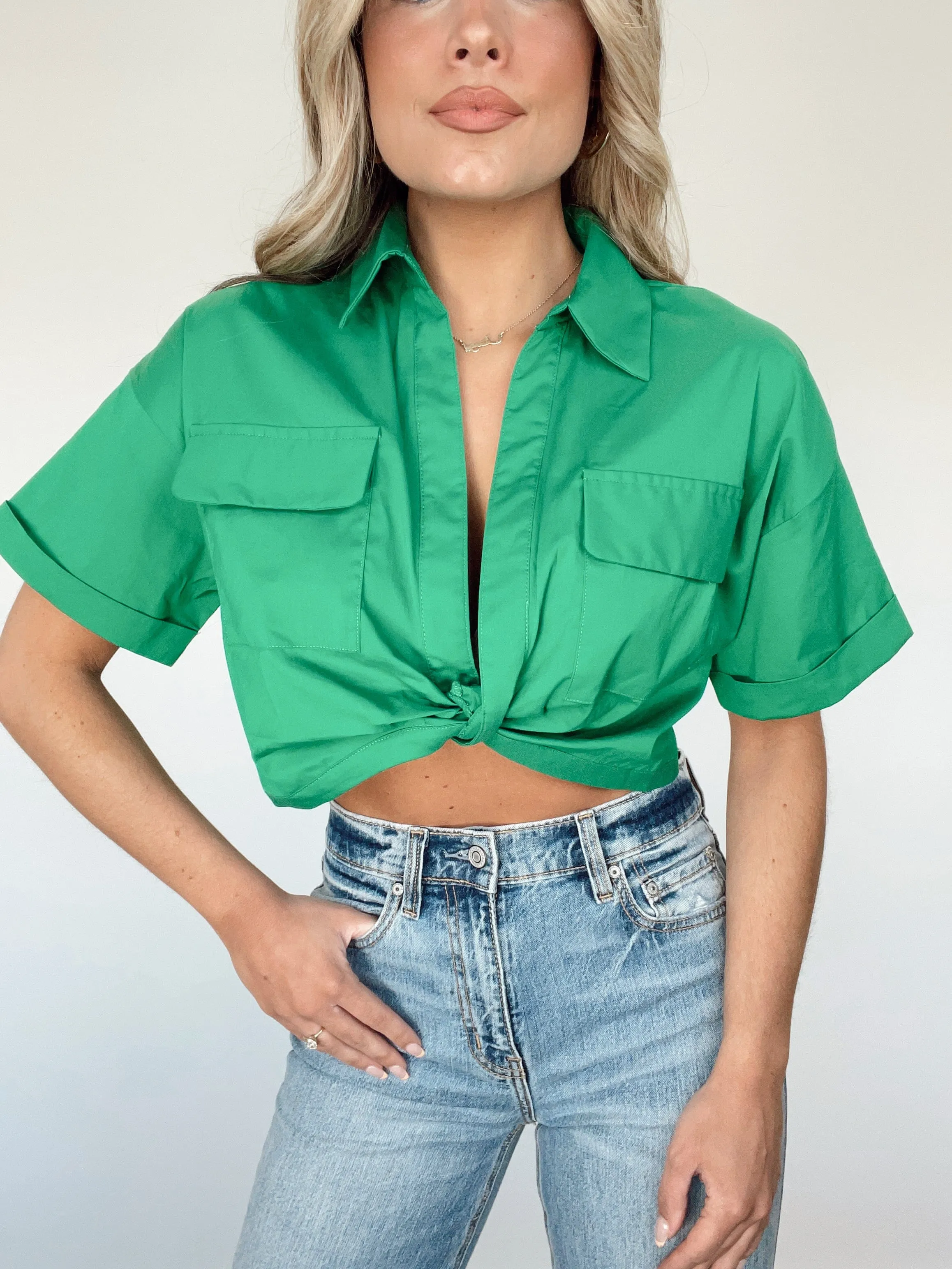 Front Twist Poplin Top