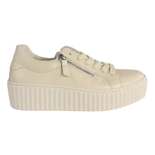 Gabor Ladies Platform Trainers - 43.200.22 - Beige