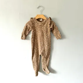 Gap / Brown waffle x floral romper / 6-9M