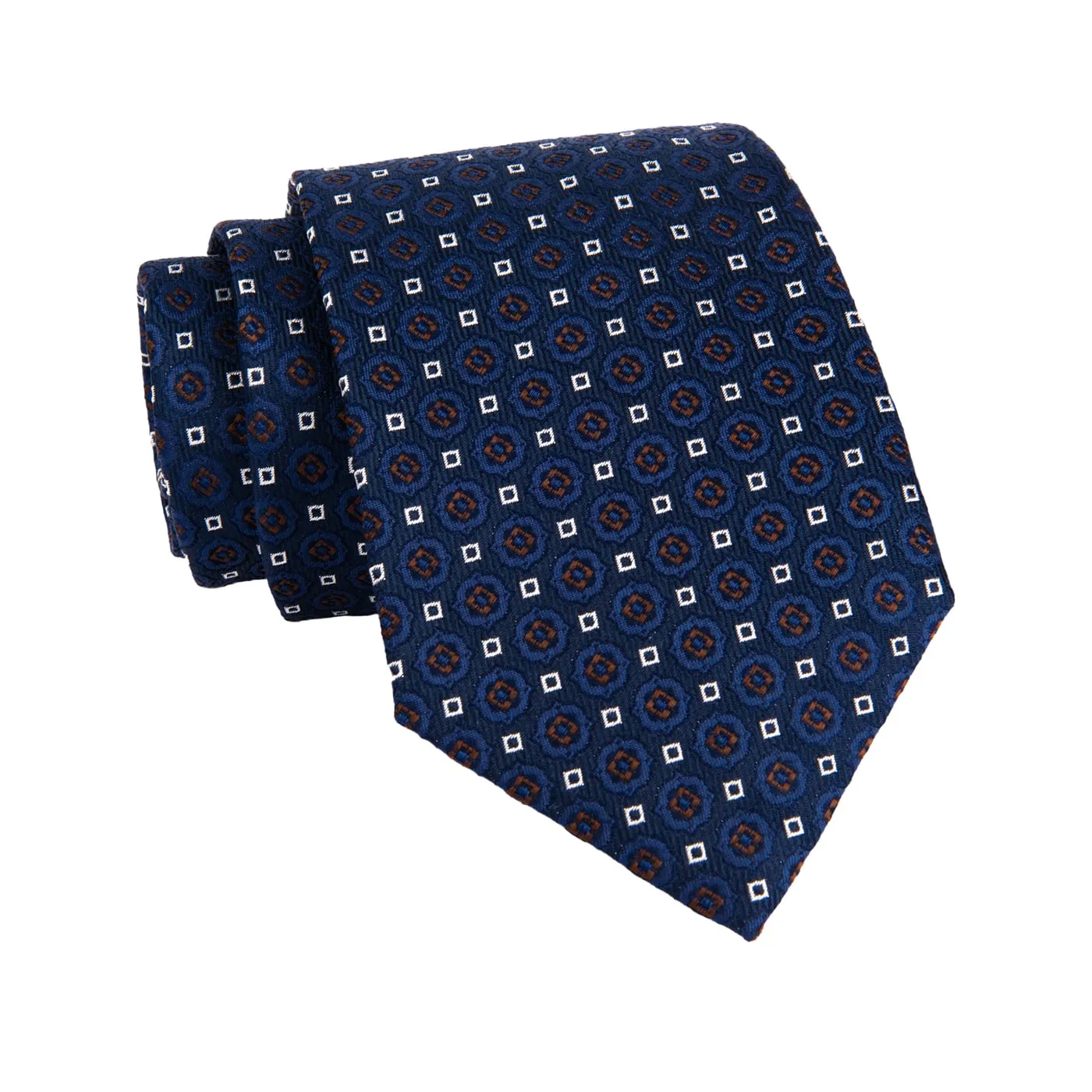 Georgetown Foulard Silk Tie, Navy / Blue / Brown