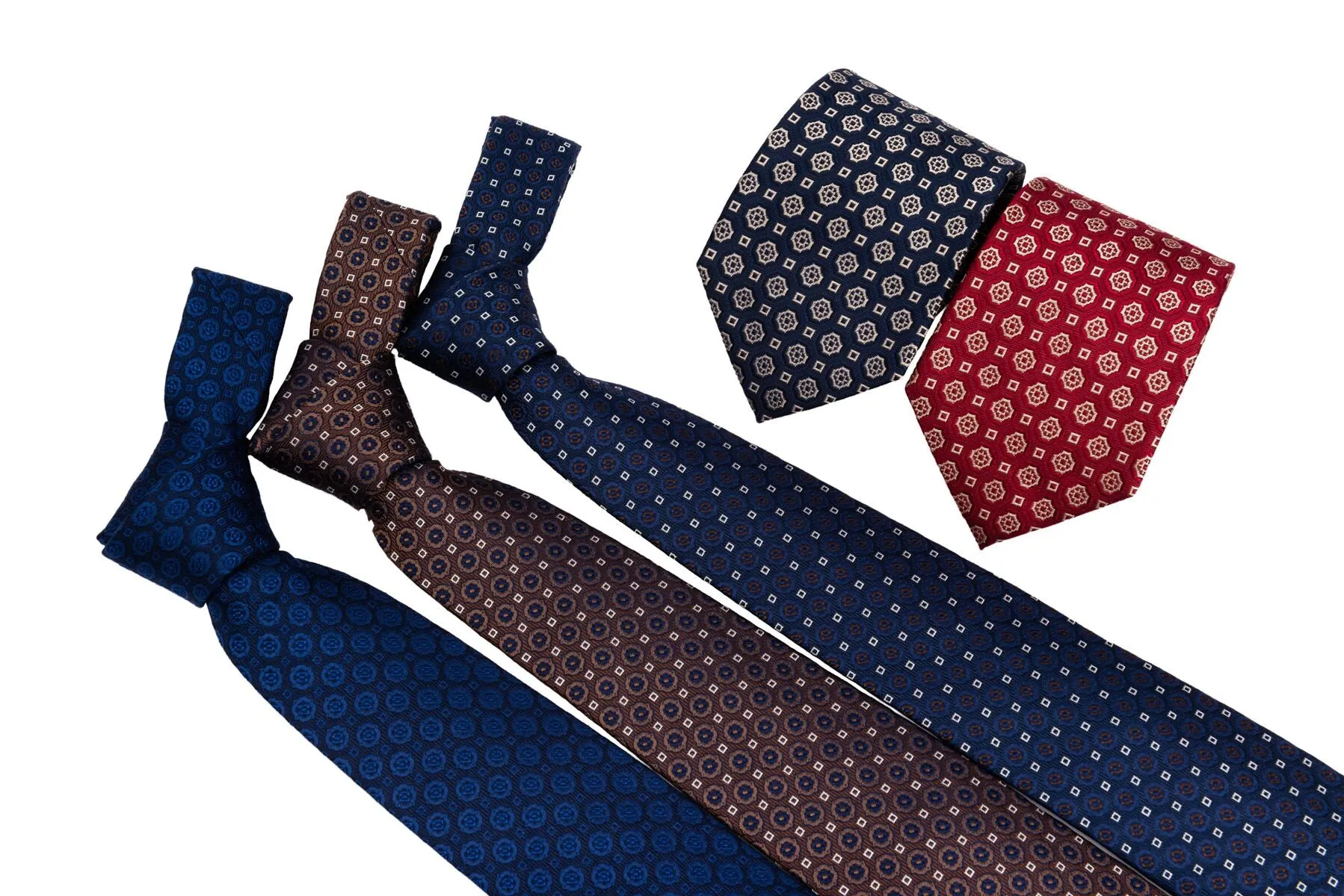 Georgetown Foulard Silk Tie, Navy / Blue / Brown