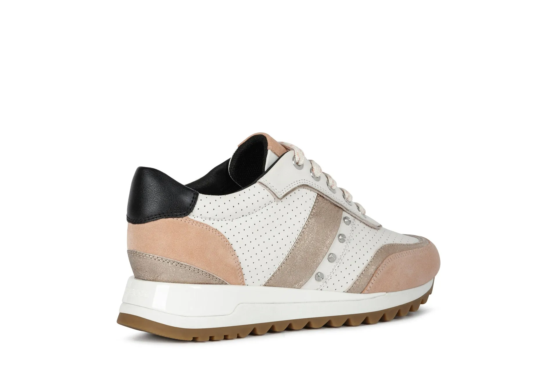 Geox Ladies Tabelya Lace Up Sneaker White/Apricot