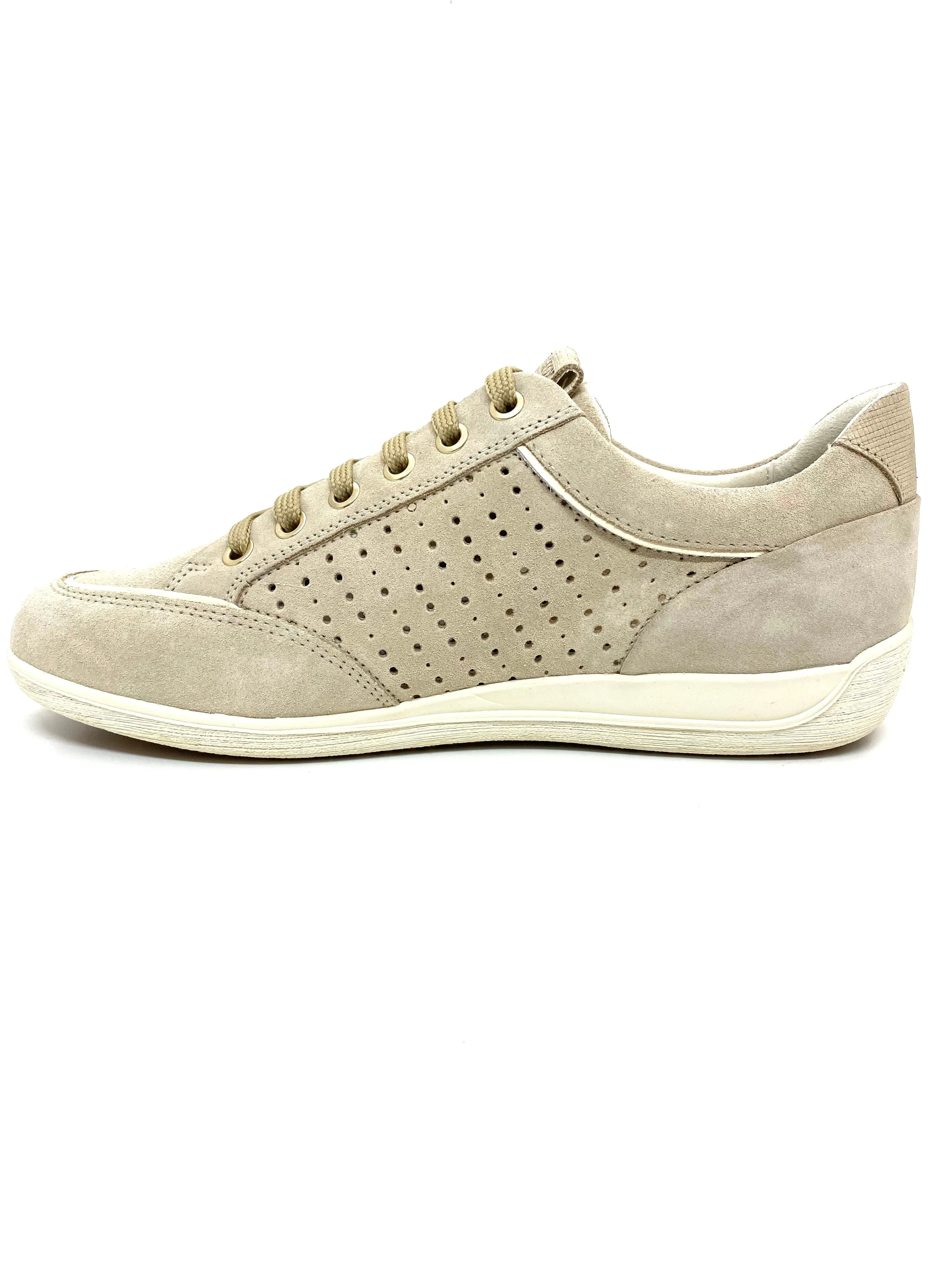 Geox Myra Ladies Lace Up Sneaker Pearl Trim