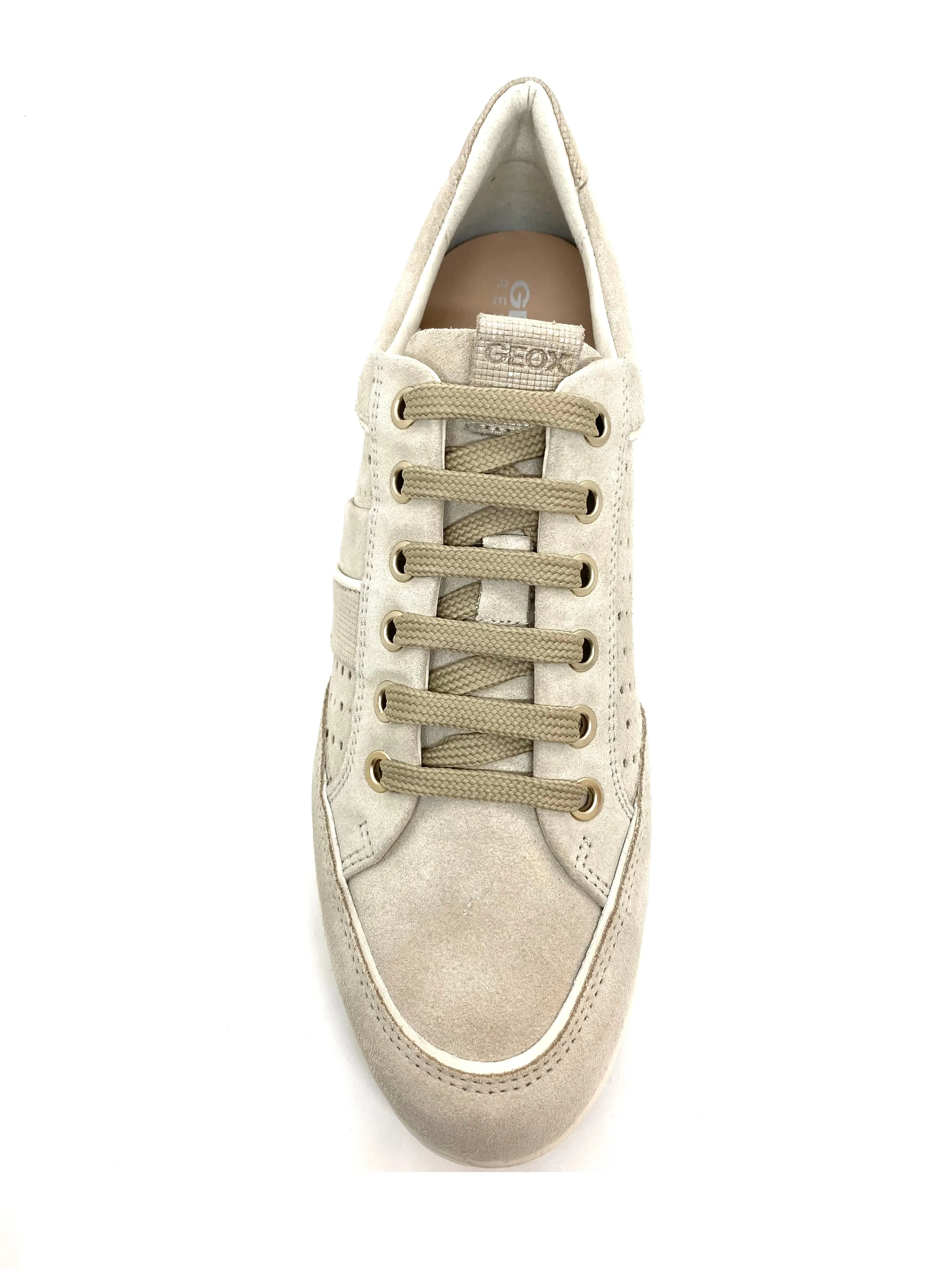 Geox Myra Ladies Lace Up Sneaker Pearl Trim