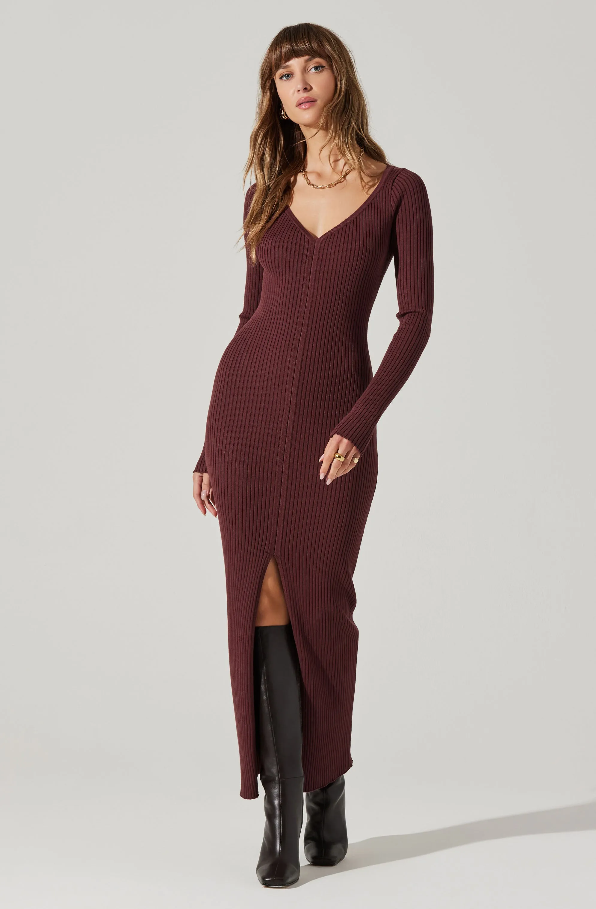 Glenda V-neck Maxi Sweater Dress