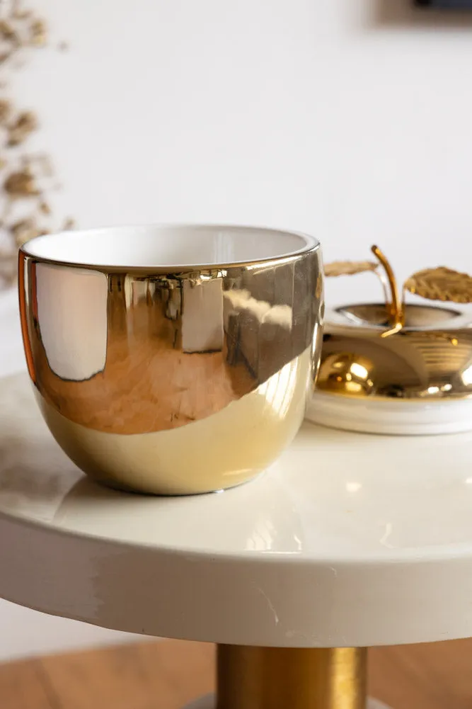 Gold Ceramic Apple Ice Bucket