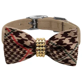 Gold Giltmore Chocolate Glen Houndstooth Bow Tie 1/2" Collar