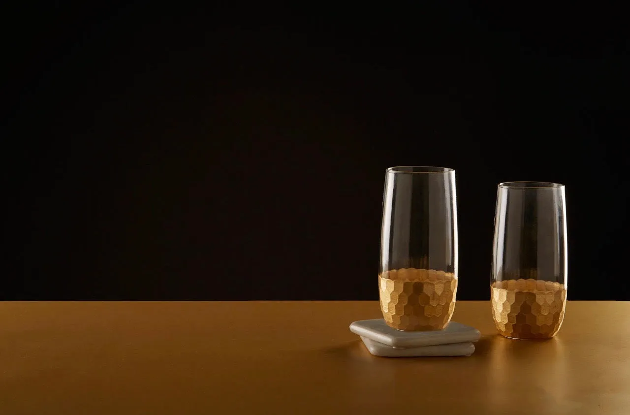 Gold Honeycomb Highball Glass