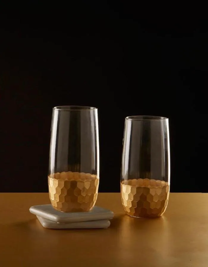 Gold Honeycomb Highball Glass