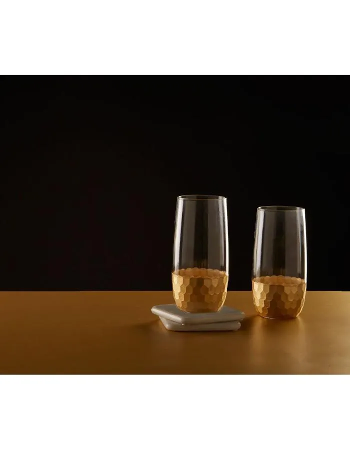 Gold Honeycomb Highball Glass