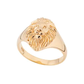 Gold Plated Lion Head Signet Ring