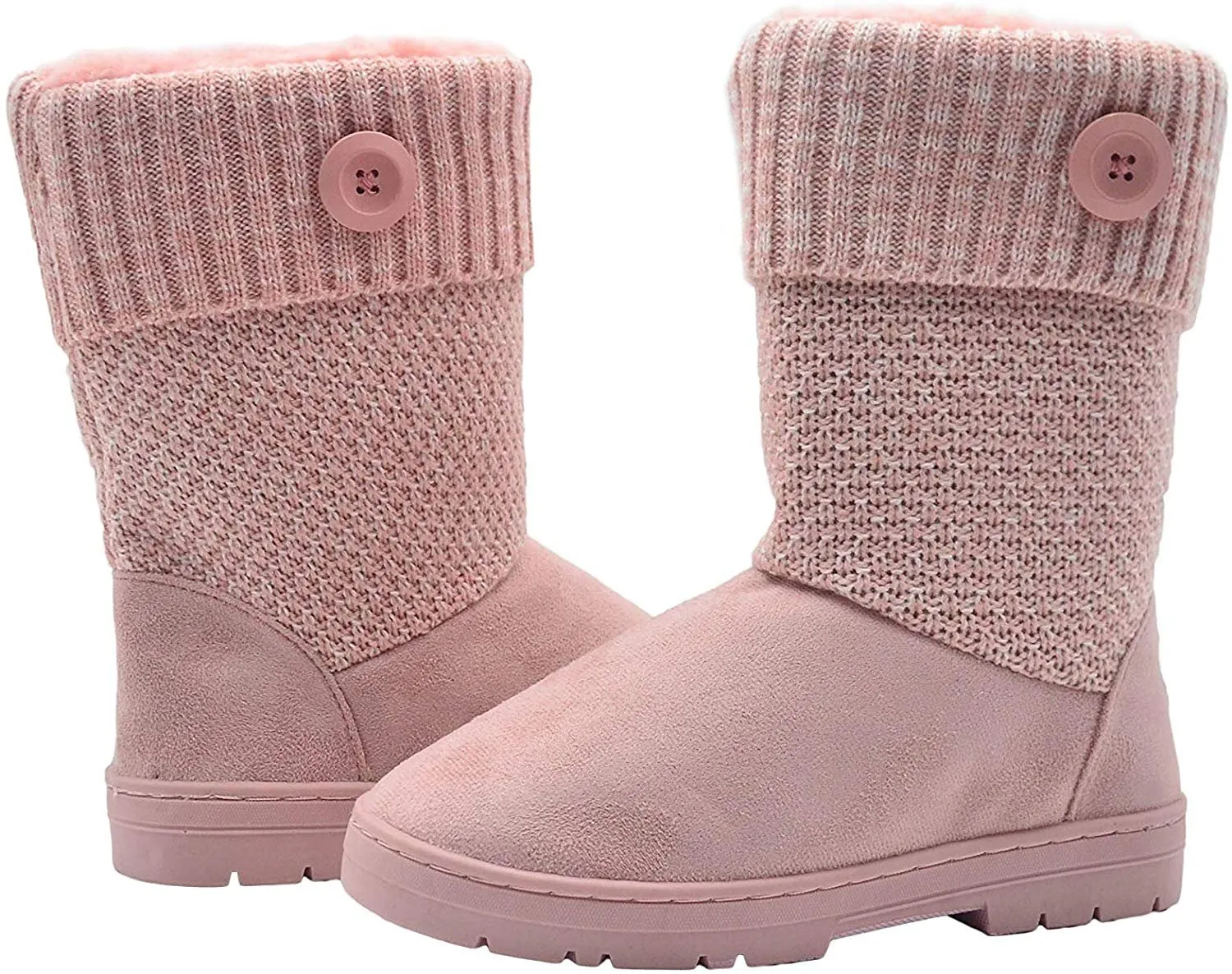 Gold Toe Womens 9.5 Inch� Mid Calf Microsuede Winter Boots with Chunky Knit Shaft