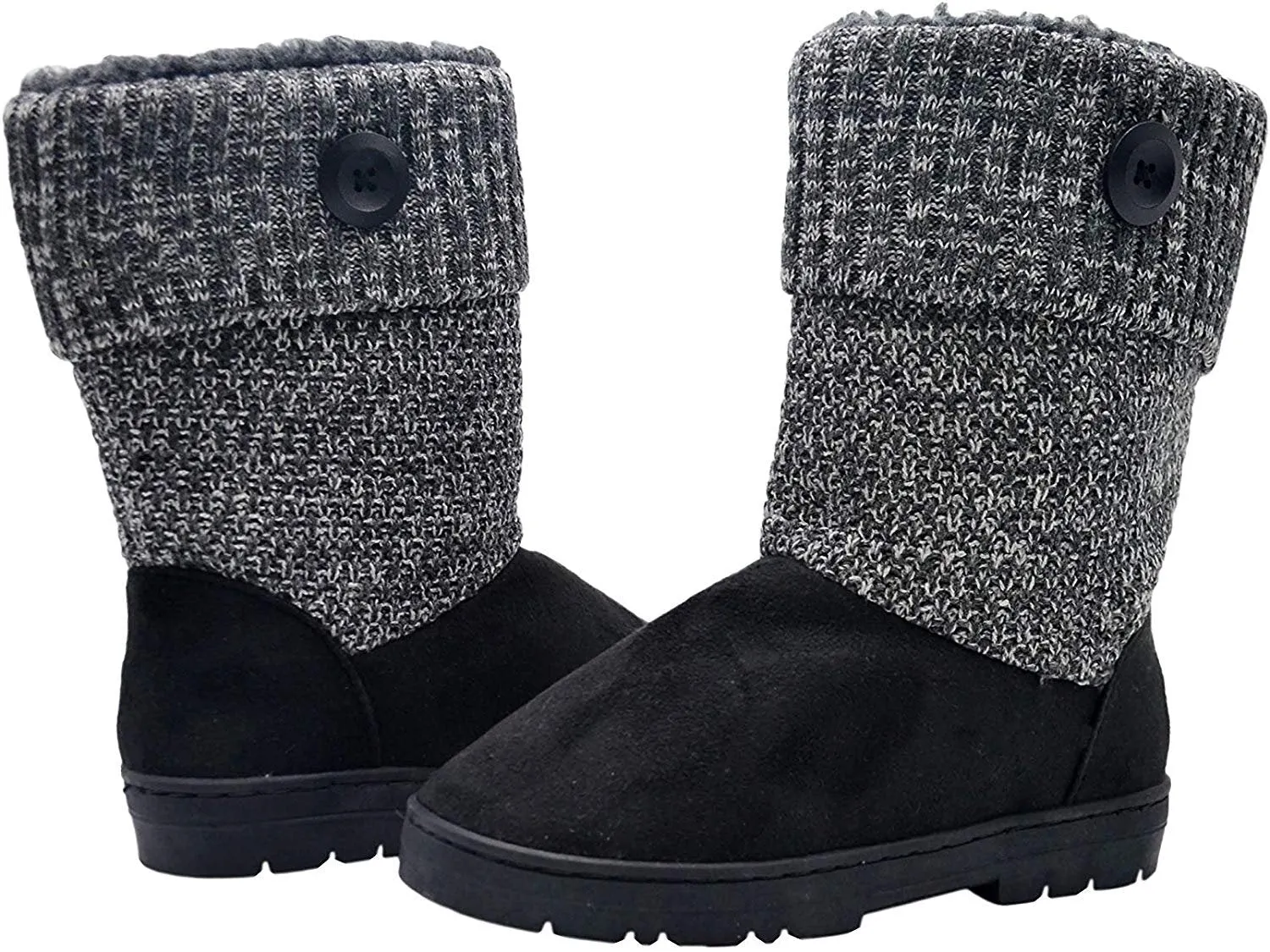 Gold Toe Womens 9.5 Inch� Mid Calf Microsuede Winter Boots with Chunky Knit Shaft