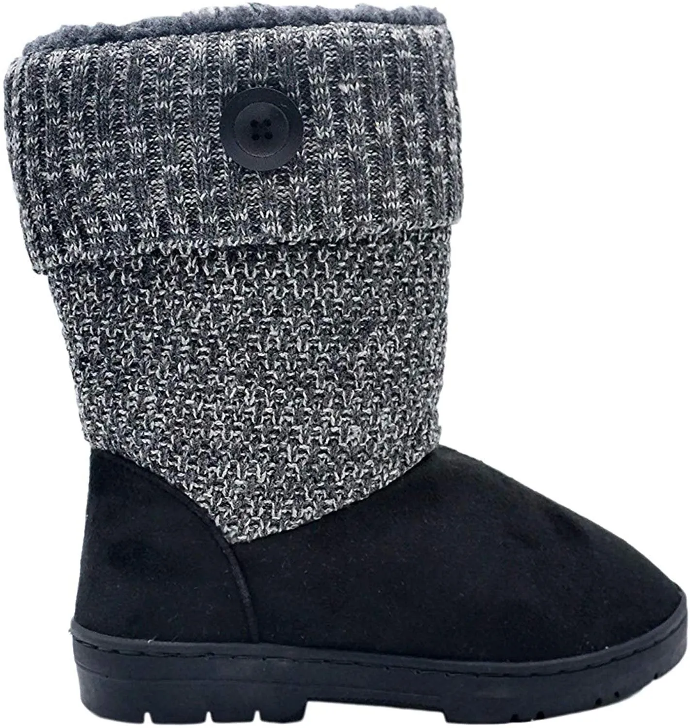 Gold Toe Womens 9.5 Inch� Mid Calf Microsuede Winter Boots with Chunky Knit Shaft