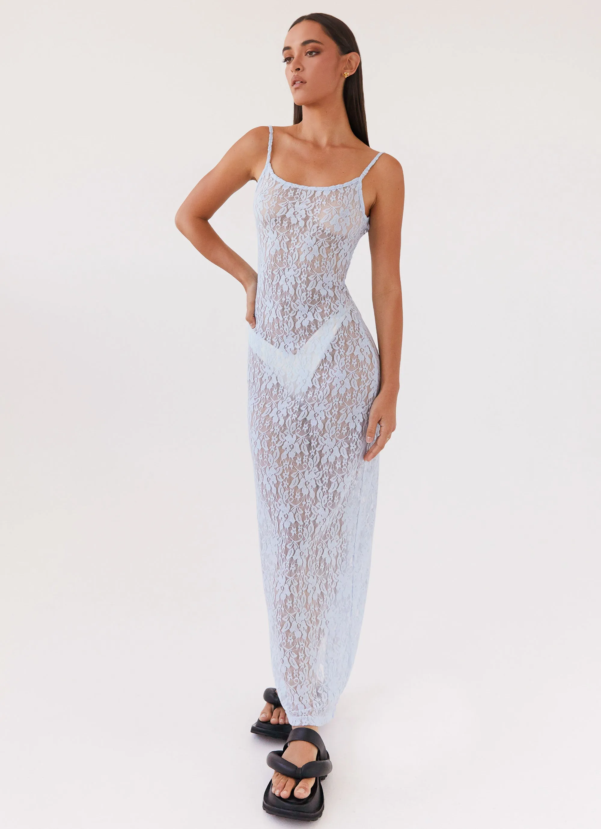 Gravity Lace Maxi Dress - Baby Blue