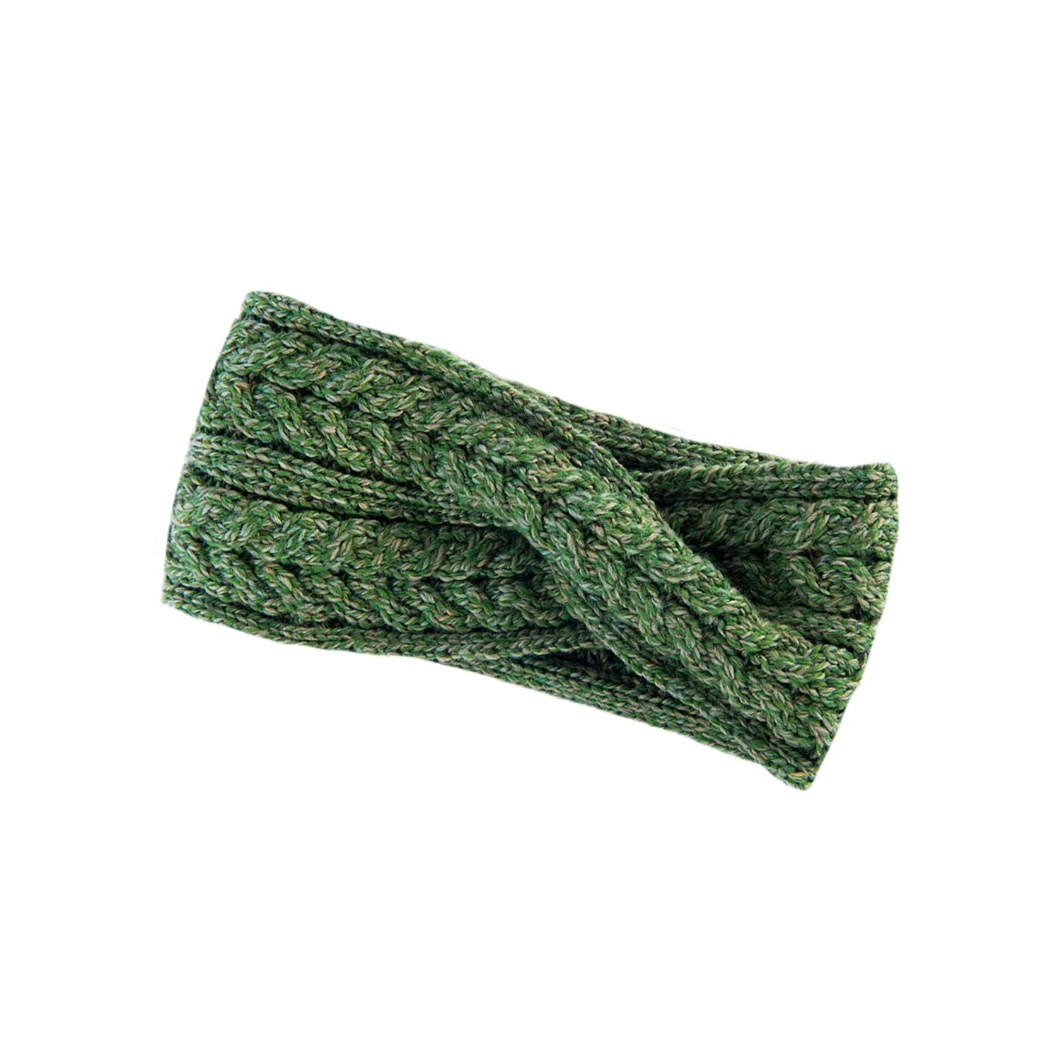 Green Aran Twisted Knitted Headband