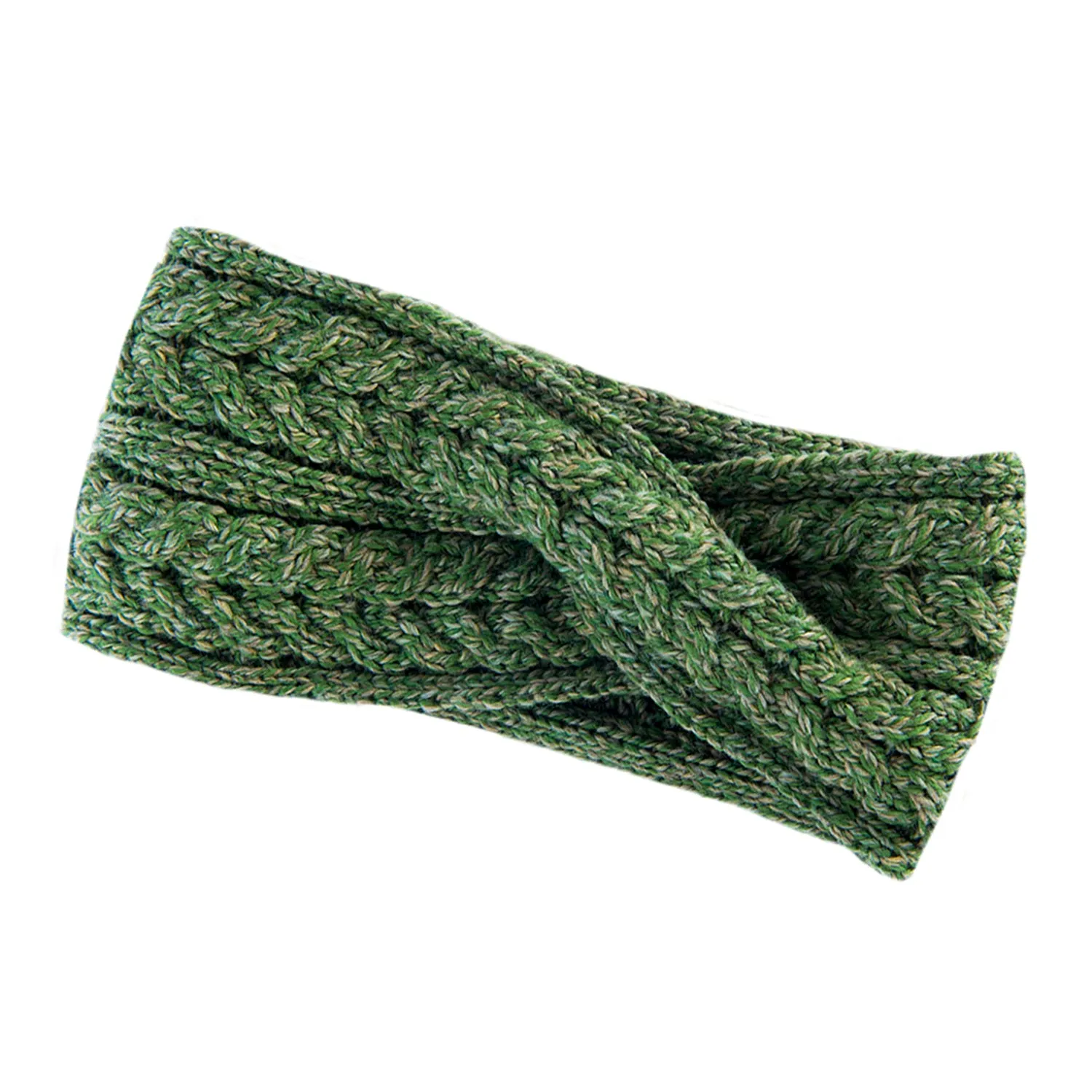 Green Aran Twisted Knitted Headband