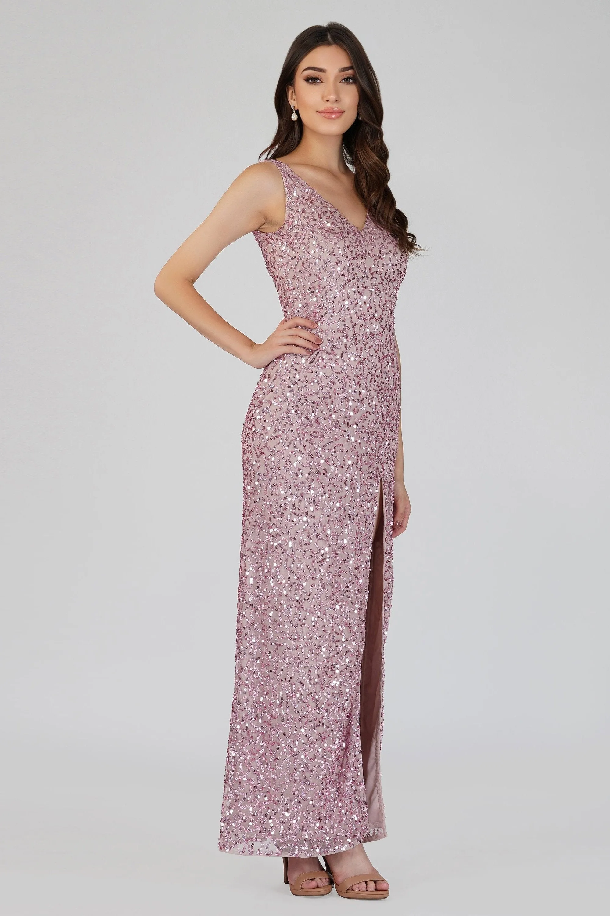 Greyson Pink Sequin Maxi Dress