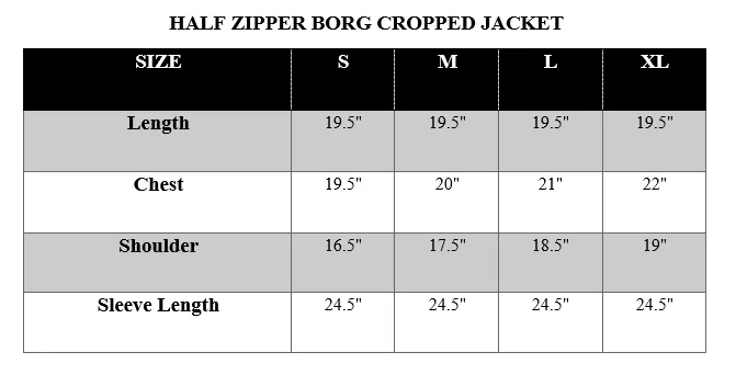 HALF ZIPPER BORG CROPPED JACKET