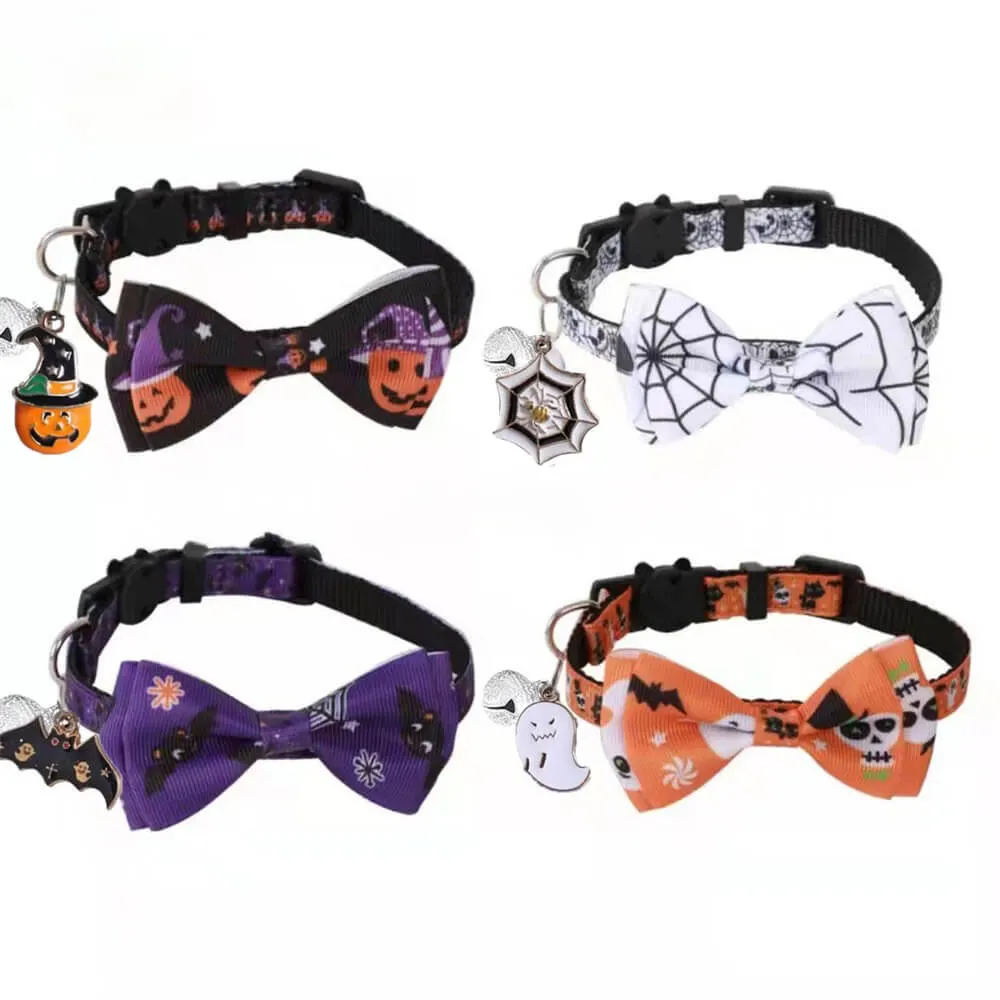 Halloween Pet Collar with Ribbon Bow and Bell