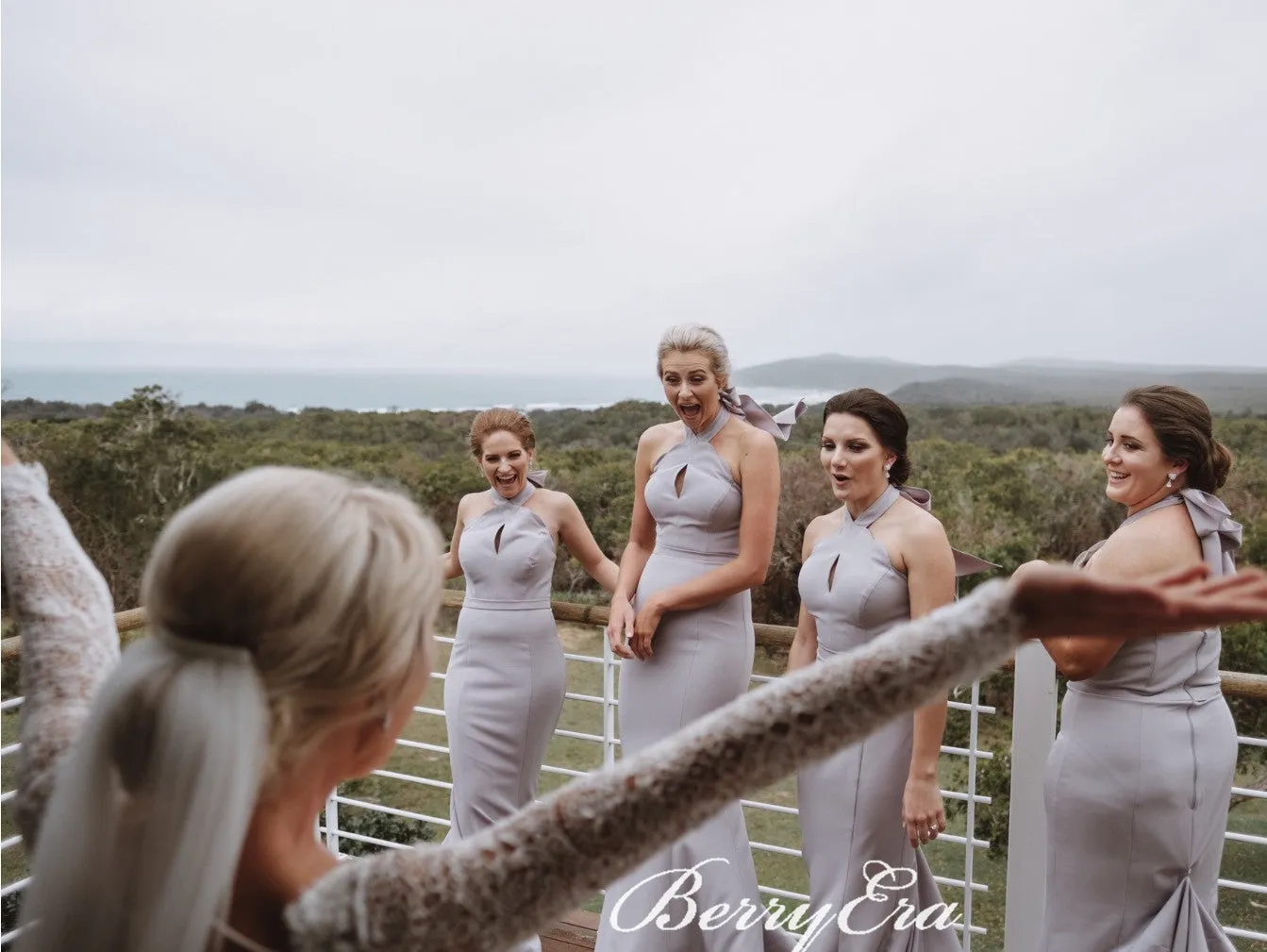 Halter Long Mermaid Grey Bridesmaid Dresses