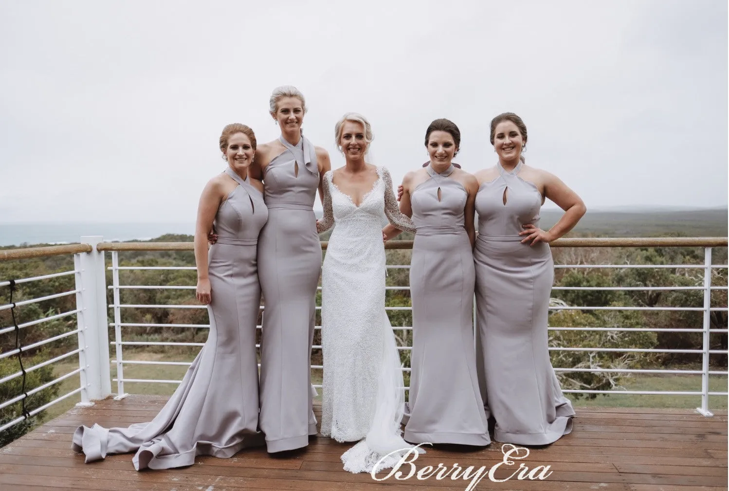 Halter Long Mermaid Grey Bridesmaid Dresses