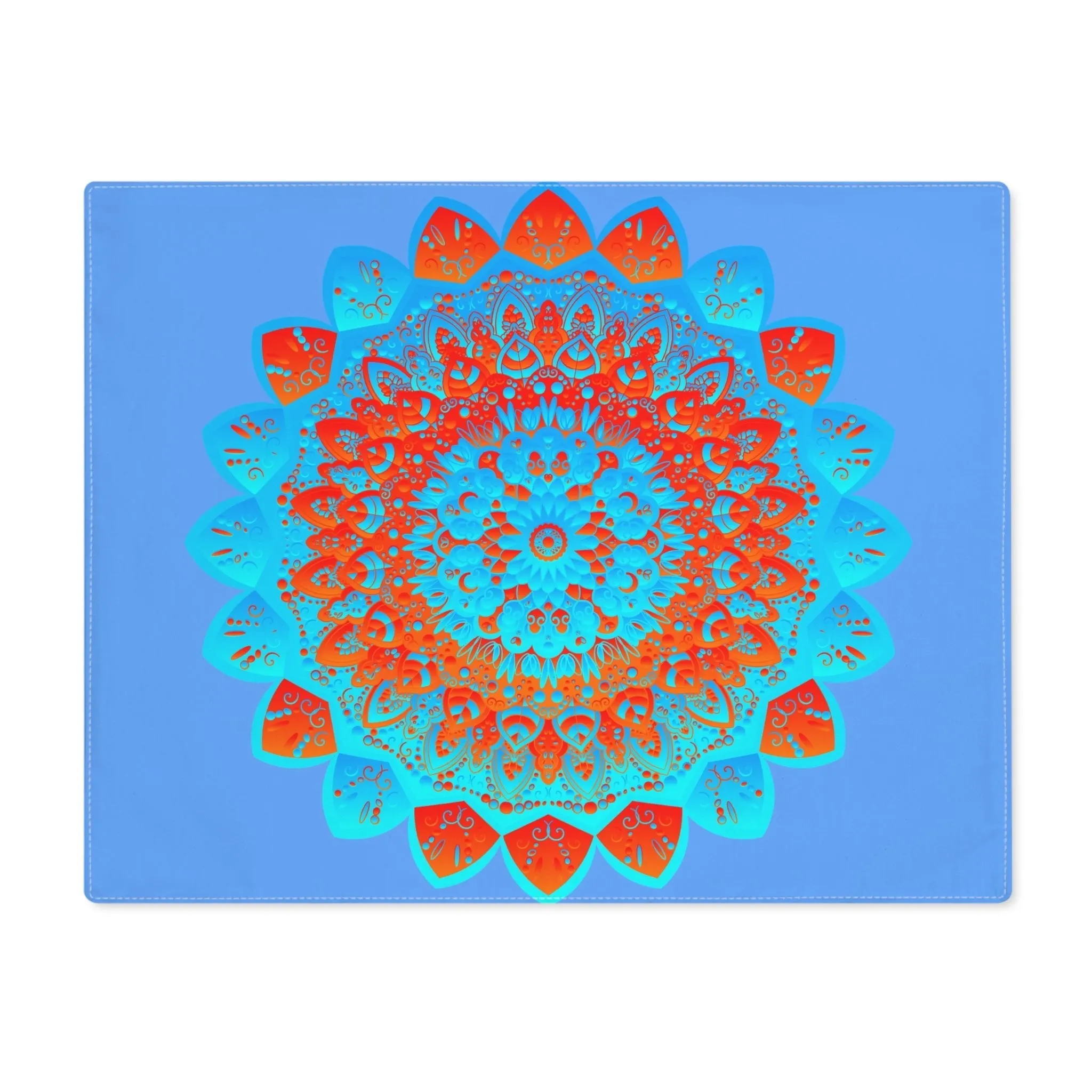 Hand-Drawn Mandala Art Placemat - Blue-Orange, 1pc