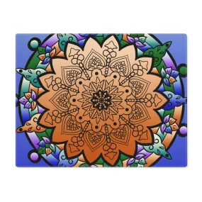 Hand Drawn Mandala Placemat - Blue-Orange, 1pc