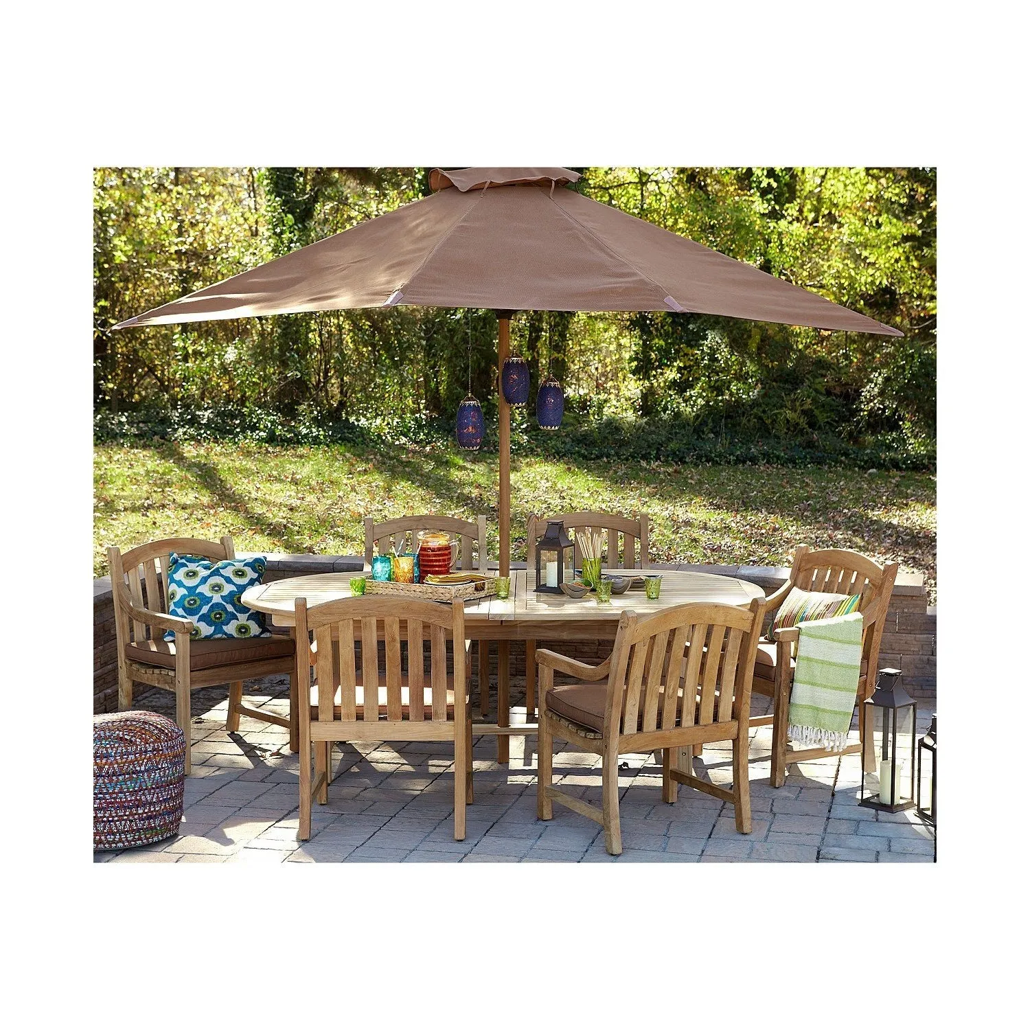 Harbour Teak Outdoor Patio Dining Table (Extendable Oval 71-95" with 2 Self Storing Butterfly Leaves)