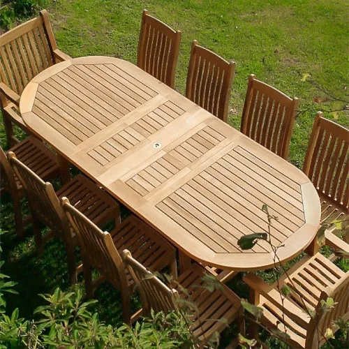 Harbour Teak Outdoor Patio Dining Table (Extendable Oval 71-95" with 2 Self Storing Butterfly Leaves)