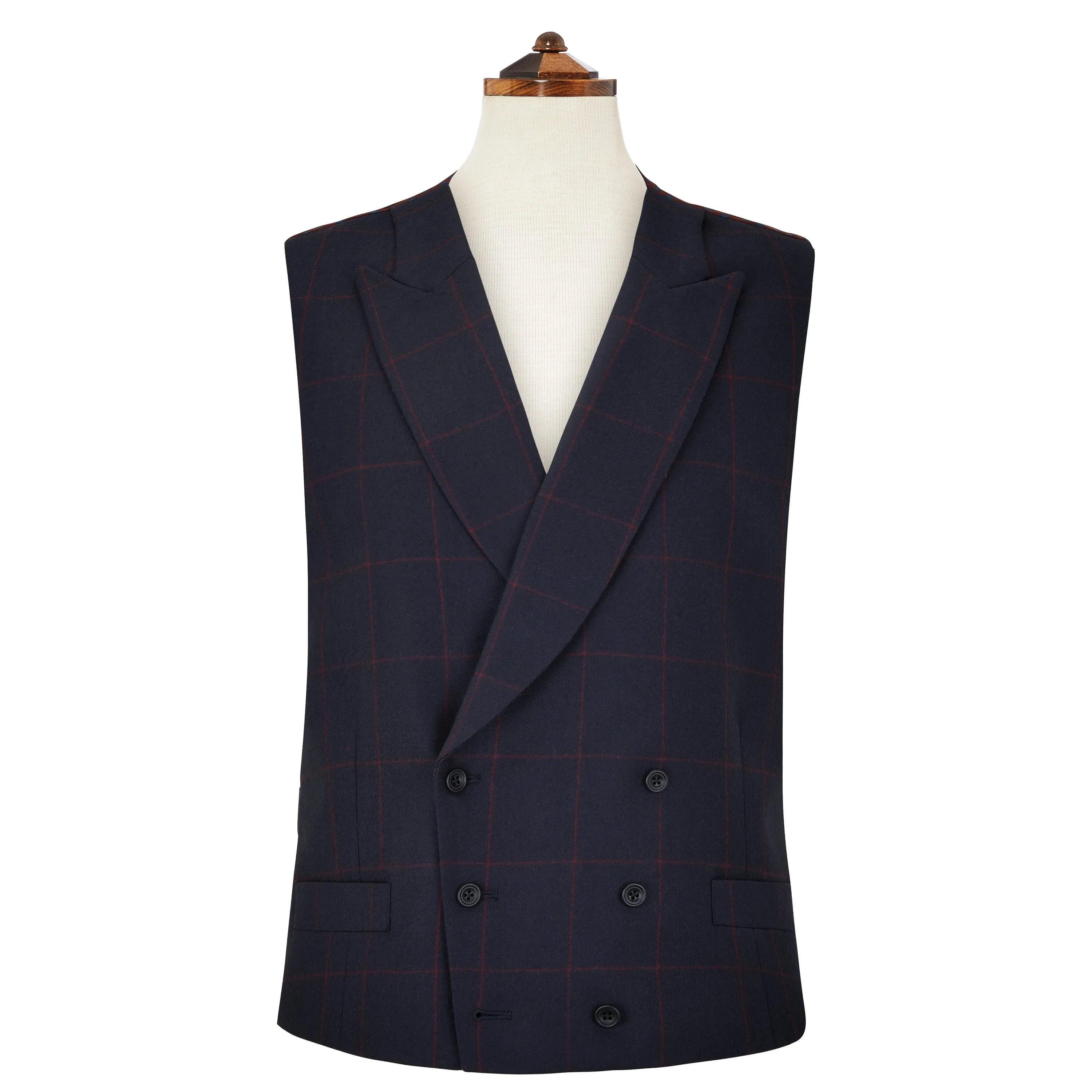 Hayward Navy and Red Windowpane Check Waistcoat