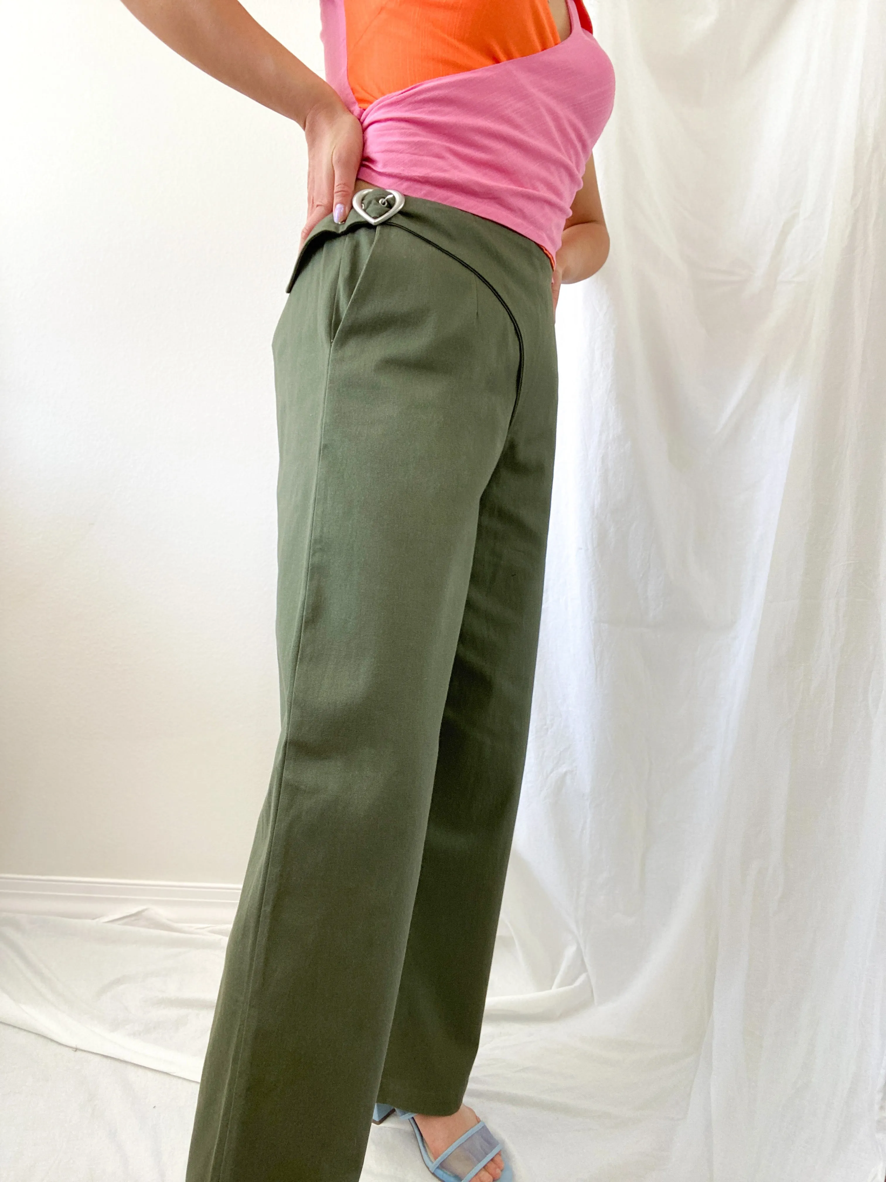 HEART BUCKLE PANTS ~ MOSS