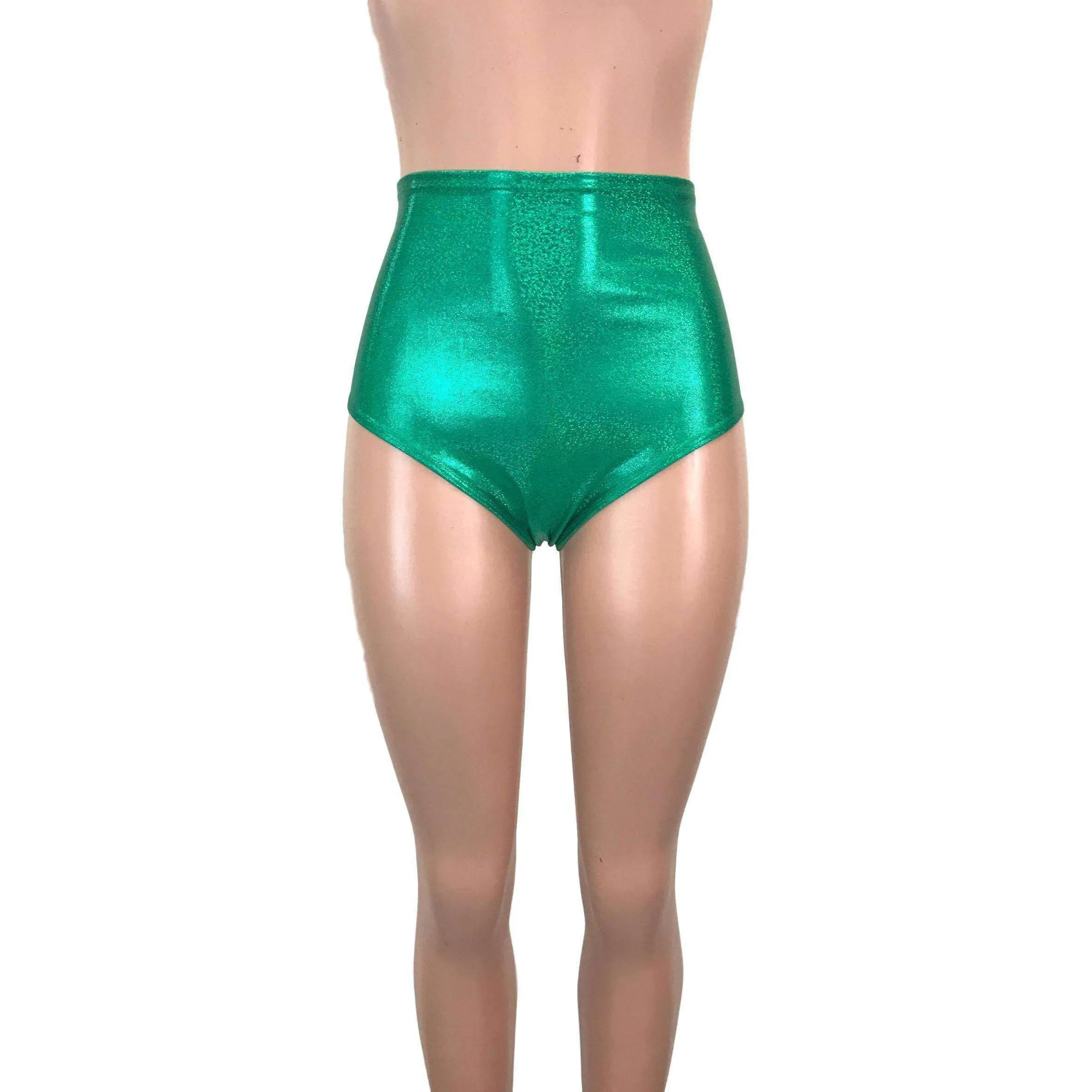 High Waist Hot Pants - Green Sparkle