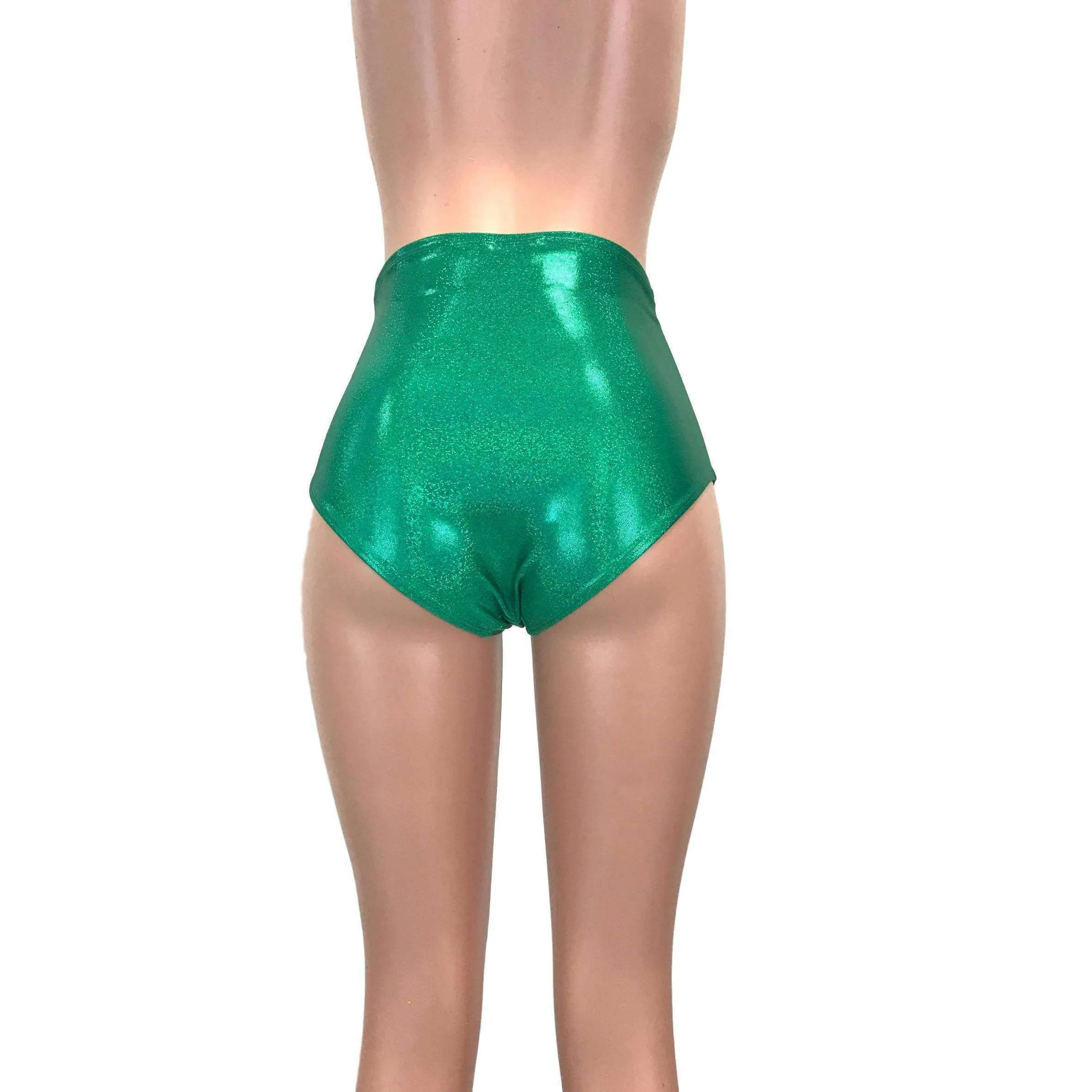 High Waist Hot Pants - Green Sparkle