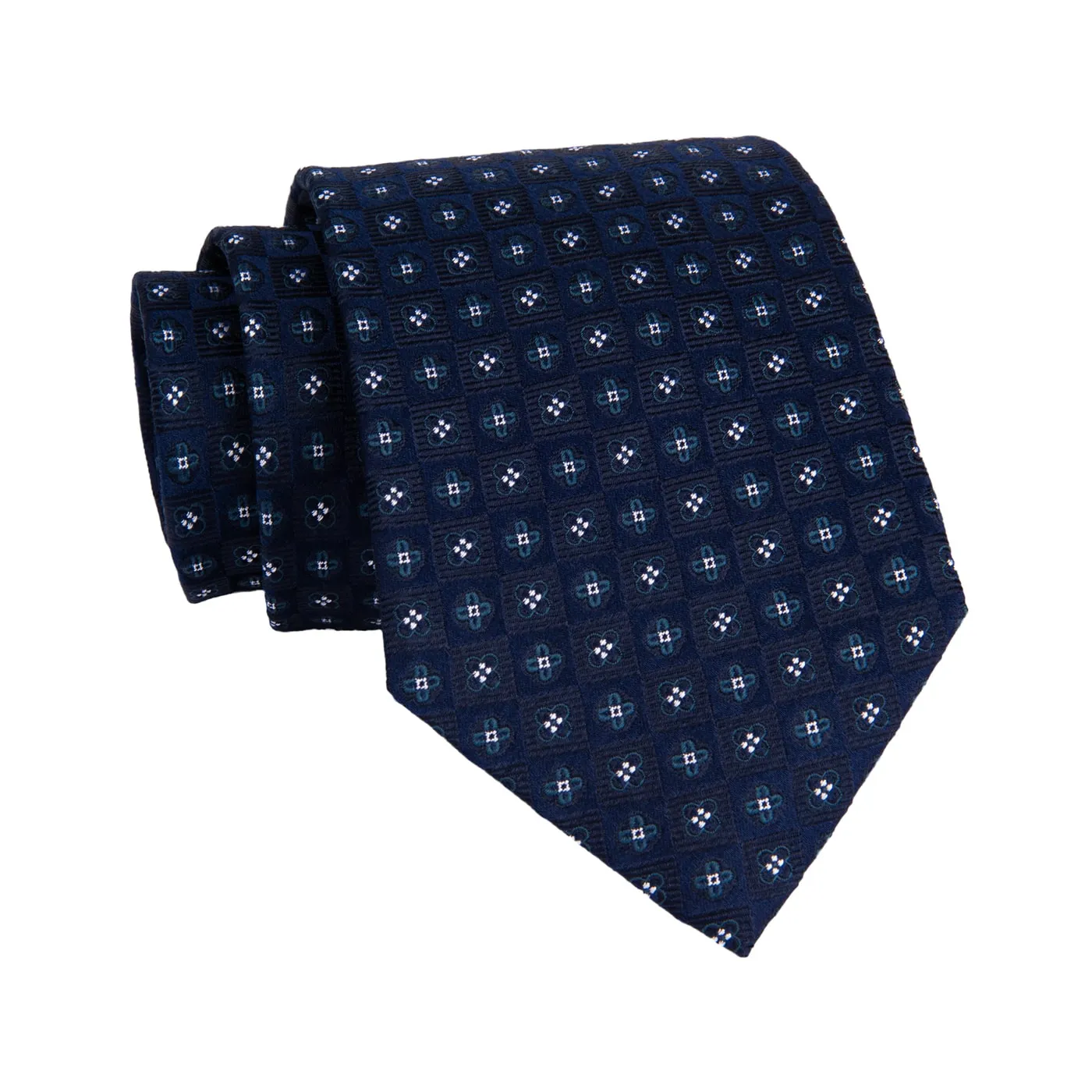 Hudson Foulard Silk Tie, Navy / Blue / Turquoise