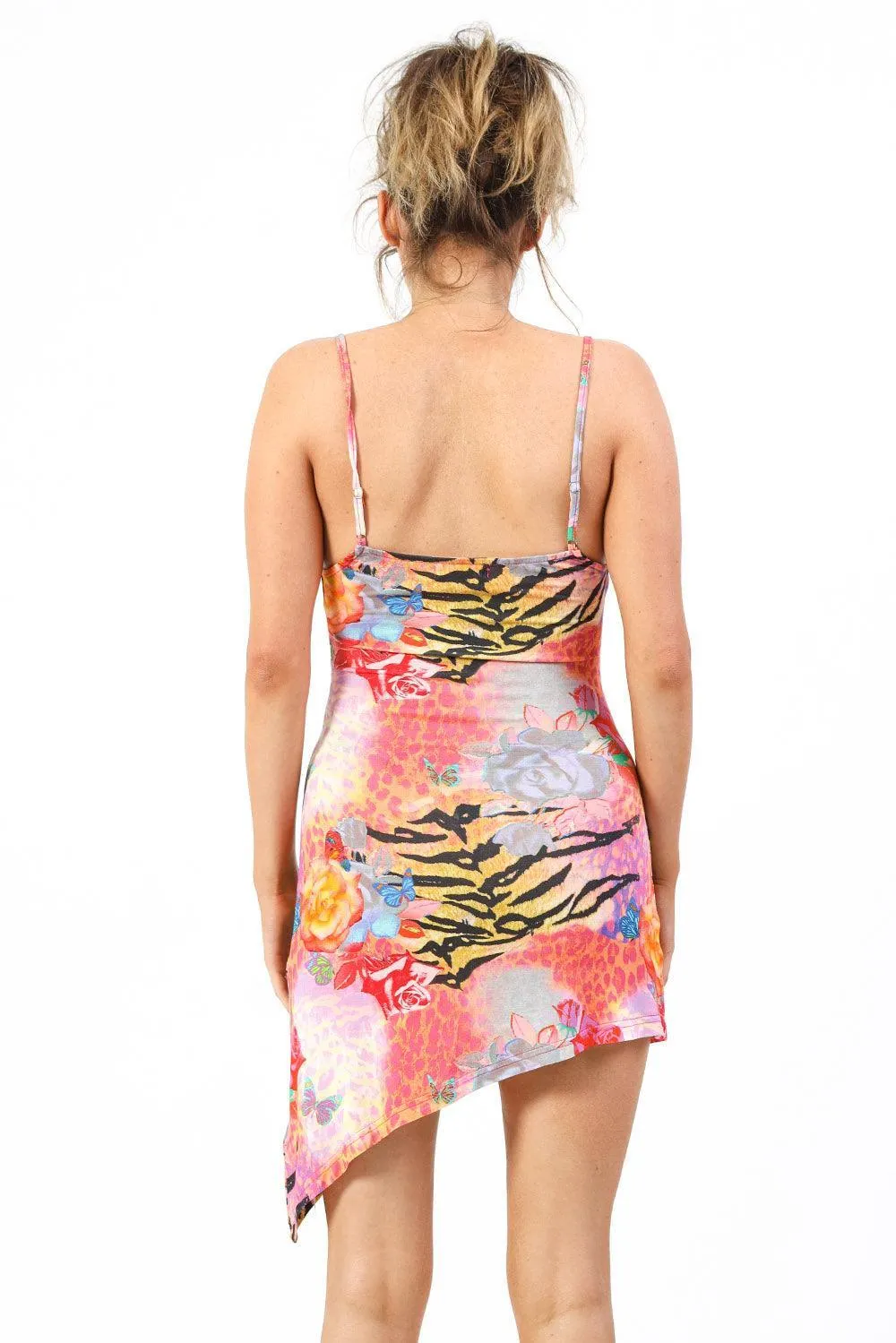 Hypnotize Asymmetric Jersey Dress in Animal Print