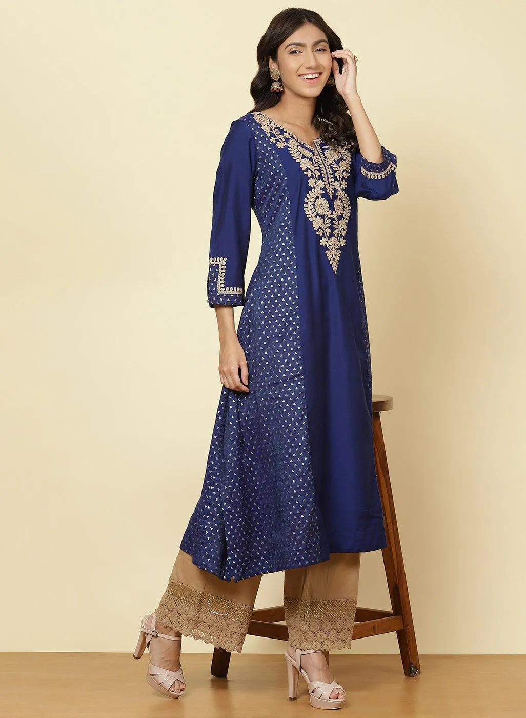 Imperial Blue Jashn Embroidered Kurta