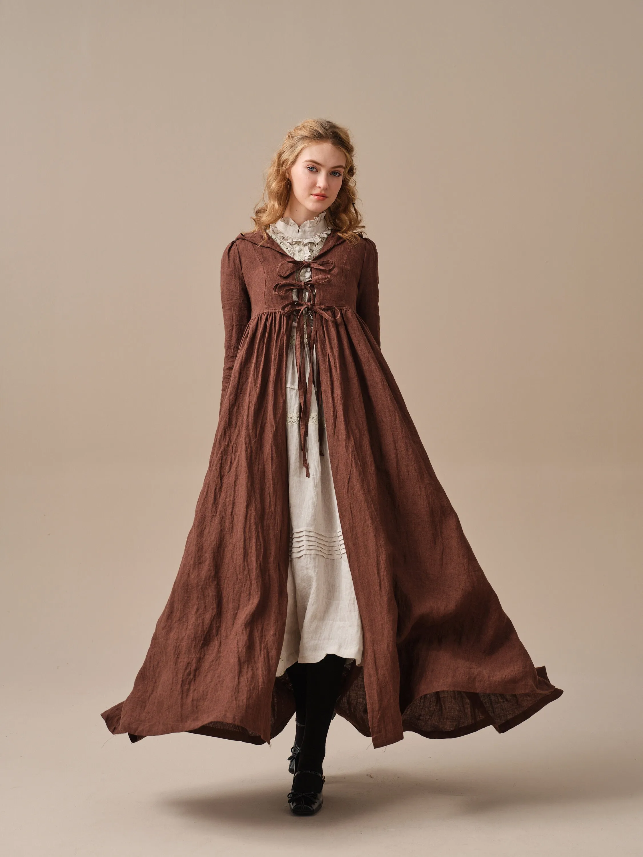 Jane 31 | hooded 100% linen coat dress