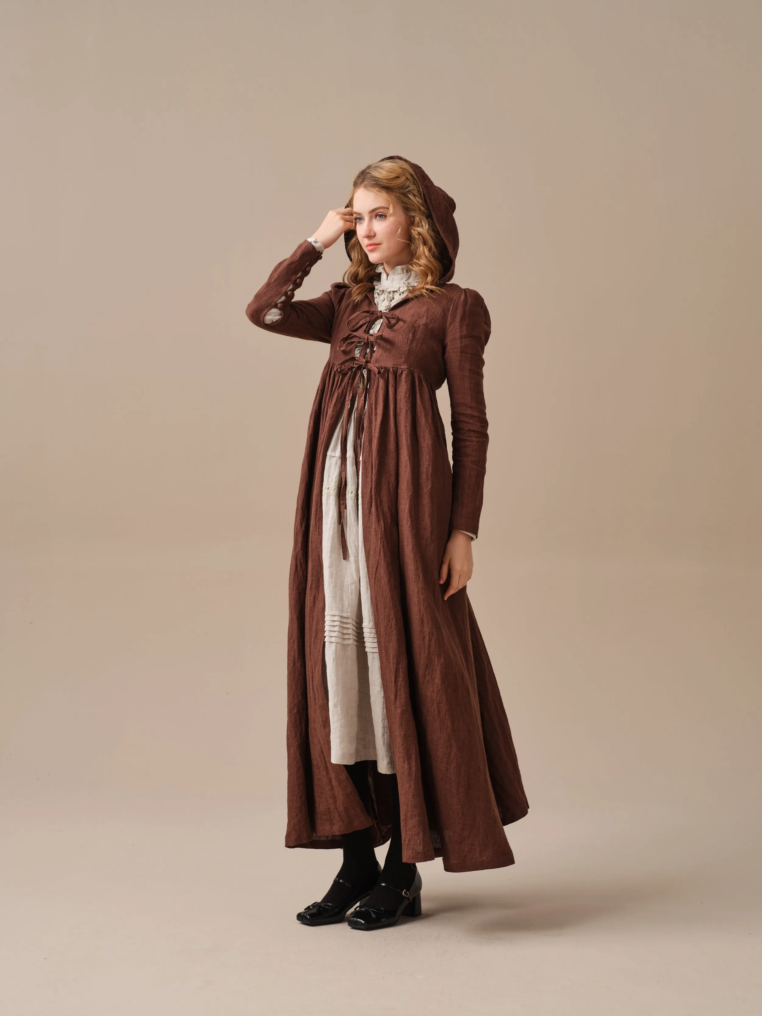 Jane 31 | hooded 100% linen coat dress