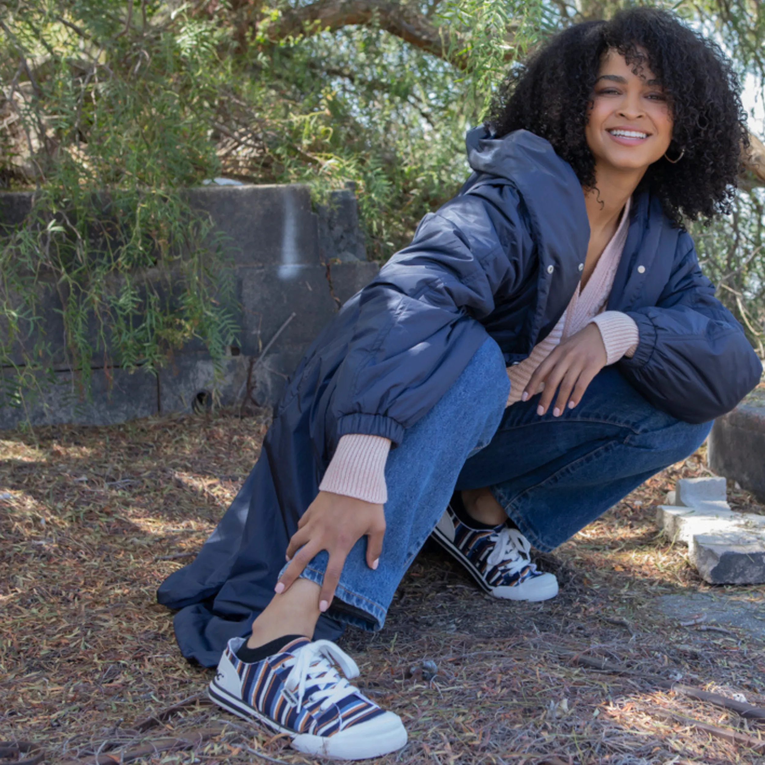 Jazzin Navy Stripe Sneaker