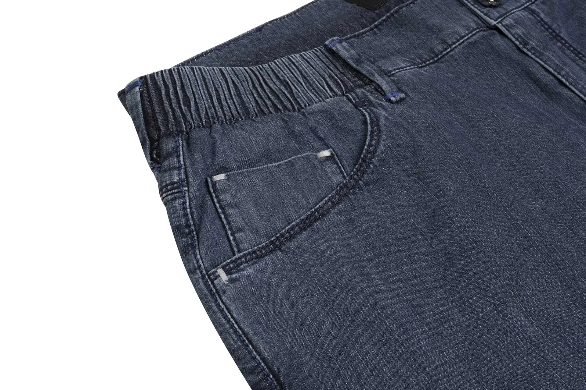 Jeans with Elastic Waistband, Ecru Stitching