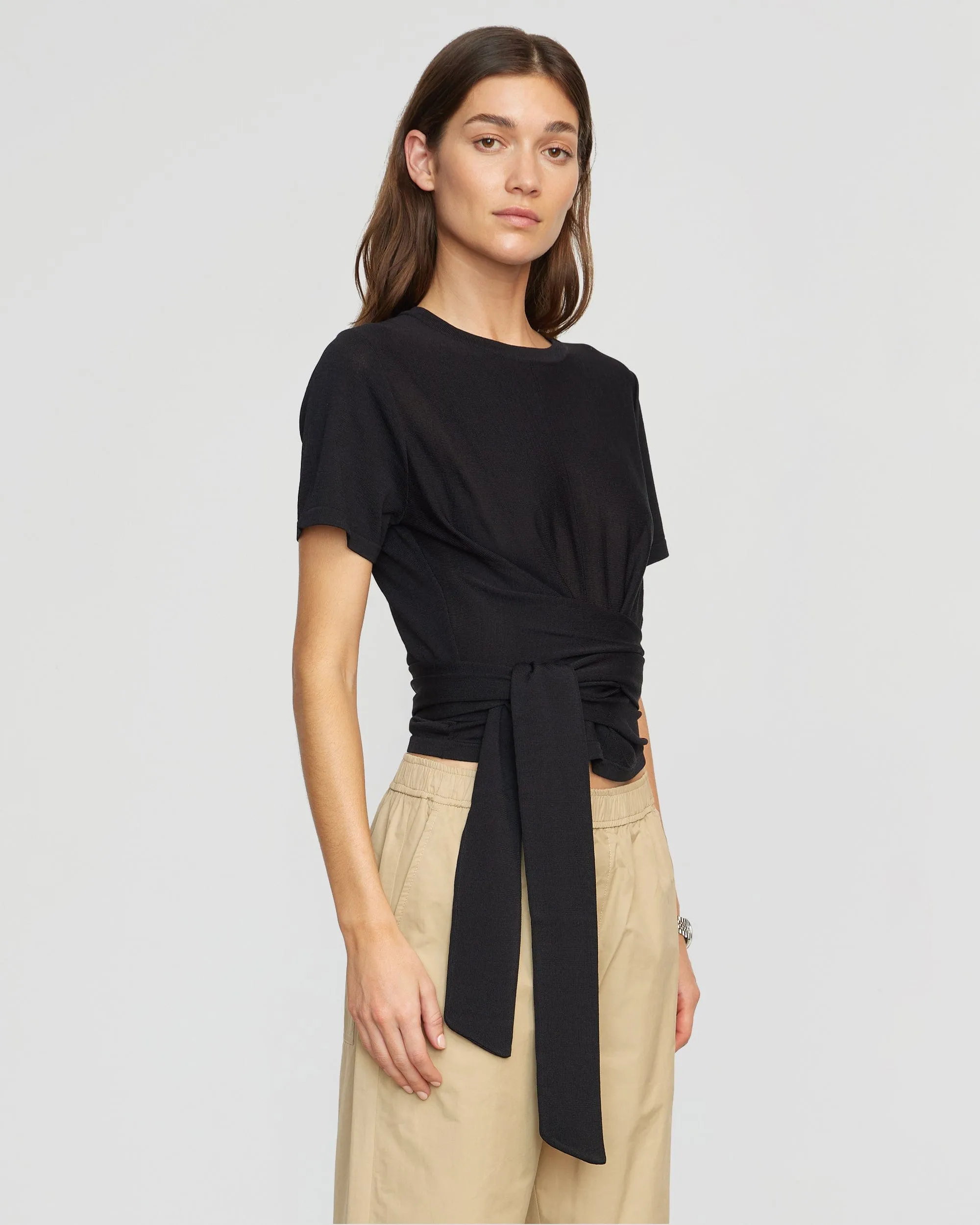 Jude Cropped Tie-Front Top