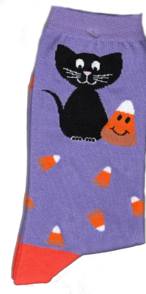 K Bell Cat and Candy Halloween Sock