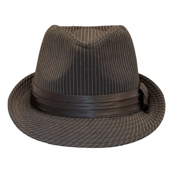 Kenny K - Black on Black Pinstripe Fedora Hat