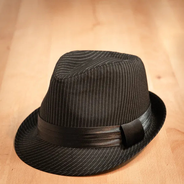 Kenny K - Black on Black Pinstripe Fedora Hat