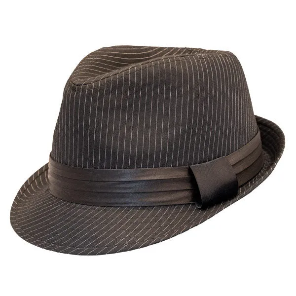 Kenny K - Black on Black Pinstripe Fedora Hat