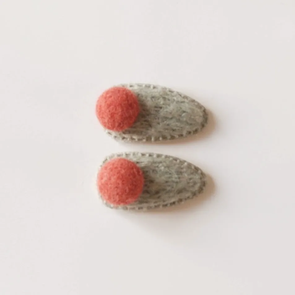 Kit & Kate PomPom Children's Knit Hair Clips - Sage