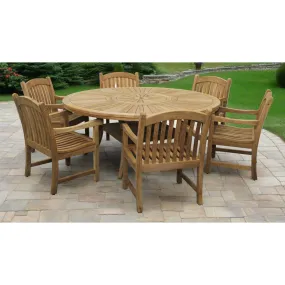 Komodo Teak 70" Outdoor Dining Table w Built-in Lazy Susan Round