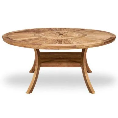 Komodo Teak 70" Outdoor Dining Table w Built-in Lazy Susan Round