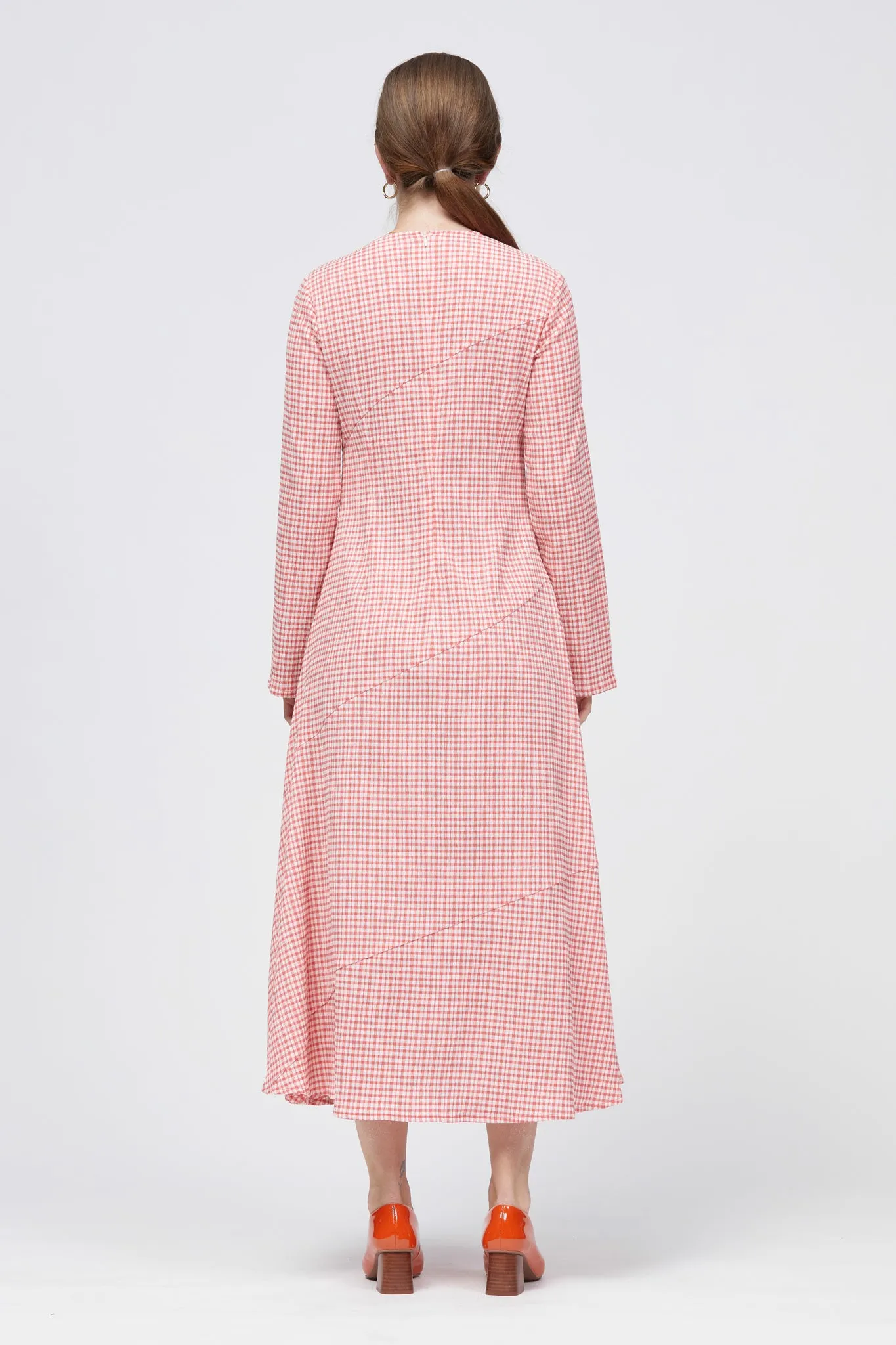 Kust Midi Dress Pink/White Check